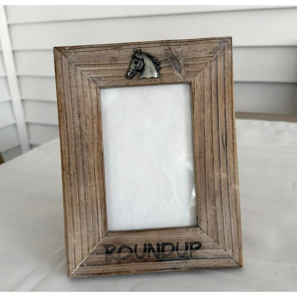 Two's Compnay Easel Photo Frame Horse Western Ranch Cowboy Theme Photo Size 4x6